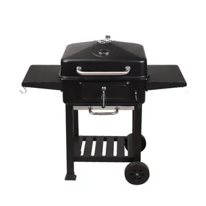 Adjustable Height Rectangle Smoke Bbq Grill Heavy Duty Trolley Charcoal Grill For Outdoor