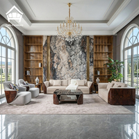 Ensemble de meubles de salon de luxe italien en bois de burl, collection Art Déco, canapé et fauteuils en placage de noyer brillant pour projet de villa