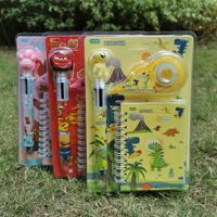 Juego de regalo de papelería de animales de dibujos animados, cuaderno de cinta correctora con bolígrafo, libro, Kit de proveedor escolar
