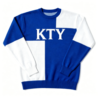 Pull en tricot personnalisé avec logo pour homme, vêtements pour homme, mode d'hiver, manches longues, bleu et blanc mélangés, pull-over