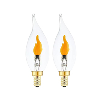 Ampoule LED C35 en forme de bougie, culot E12/E14, blanc chaud, pointe de flamme en verre transparent, ampoule décorative pour l'éclairage domestique de Noël et des fêtes