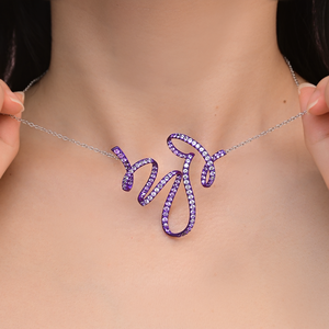 New Collection Fine Jewelry Wholesale 18K Solid Gold Chain Natural Purple Sapphire & Spinel Titanium Pendant <b>Necklace</b> For Women - Product Image 5