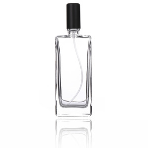 ขวดน้ำหอมแก้วทรงสี่เหลี่ยมใสขนาด 50 มล. พร้อมหัวฉีดแบบปั๊ม พิมพ์สกรีนได้ ฝาสีดำ รับทำโลโก้ตามสั่ง - Product Image 2