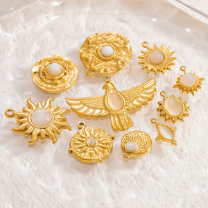 Colgantes de acero inoxidable chapados en oro de 18k con formas variadas para la fabricación de joyas, accesorios de piedra natural para bricolaje. - Product Image 1