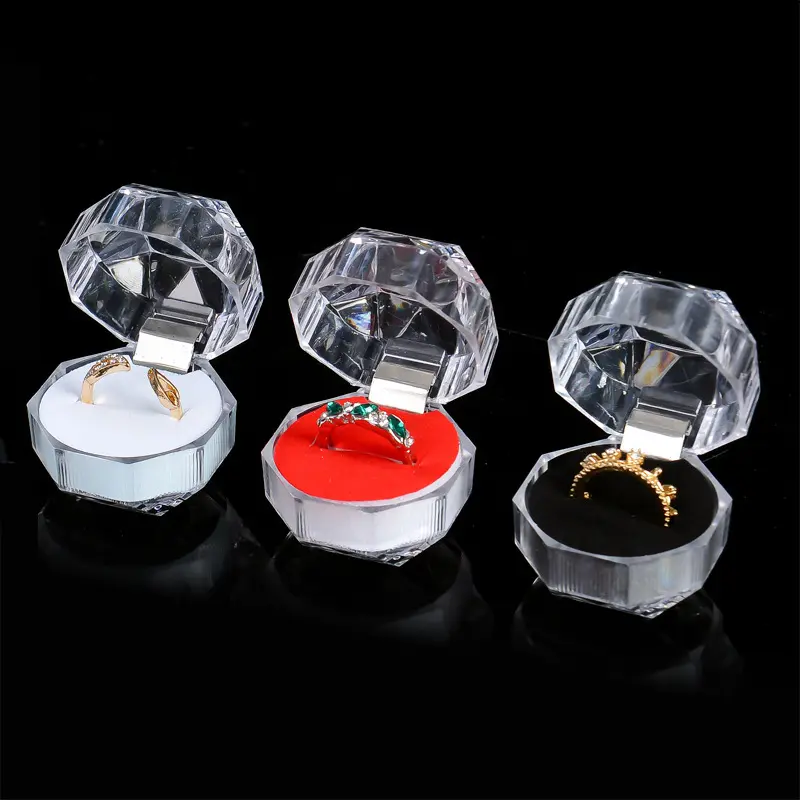 Luxury Acrylic Clear Earrings Gift Packaging Storage Ring Boxes Organizer Transparent Jewellery Packaging For Women Girl