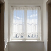 Cortinas de Encaje Bordado de Alta Calidad, Media Cortina Decorativa para el Hogar, Cortinas Bordadas con Flores para Sala de Estar, Dormitorio, Cafetería