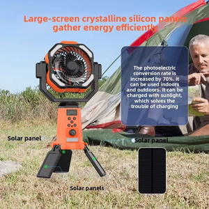 Ventilateur solaire électrique portable d'extérieur avec moteur sans balais, télécommande, conception rétractable, rotation à 360°, lumière LED et batterie intégrée - Product Image 6