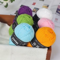 Kit de pelotes de fil de coton laitier 4 brins en gros, 100 % coton peigné pour bébé, teint, anti-boulochage, fil à filer à quatre brins