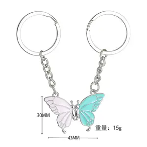 Xinxing fashion ladies jewelry engraved disc letter BFF charm Znic Alloy pendant oil drop enamel colorful butterfly Keychain