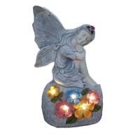 Dekorasi Taman Mikro Bertema Hewan Bertenaga Surya, Ornamen Resin Berlapis Cat Tahan Air dengan Figur Peri Bunga Malaikat