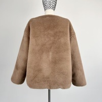 Veste en polaire marron chaude pour l'automne/hiver, col en V, coupe ample, style décontracté, veste en polaire courte