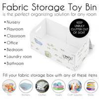 Boîte de rangement pliable en tissu Oxford avec imprimé de dessins animés, grands bacs de rangement avec poignées, coffre de rangement pour jouets pour enfants