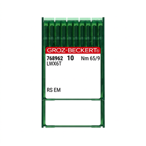 Aiguilles de machine à coudre à point invisible industrielles Groz-Beckert Lx6T taille 70/10 pour tissus légers à fins - Product Image 1