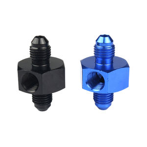 Nouvel adaptateur de raccordement pour manomètre de pression de carburant AN4 mâle, union hexagonale 1/8 NPT, port latéral, aluminium noir/bleu, ajustement universel - Product Image 5