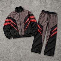 Ensemble de survêtement streetwear oversize pour homme, 100% nylon, léger, avec veste coupe-vent patchwork et pantalon de jogging