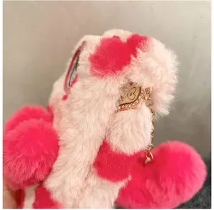 Funda de teléfono de felpa de piel cálida de invierno <span class=keywords><strong>peluda</strong></span> con corazón de amor lindo 3D para iPhone 14 13 12 11 Pro XS Max Plus funda trasera suave y esponjosa - Product Image 6