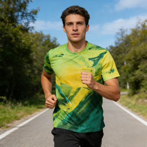 T-shirt de sport à manches courtes personnalisé, respirant, à séchage rapide, imprimé par sublimation, coloré, pour la course à pied, le fitness, le marathon - Product Image 6