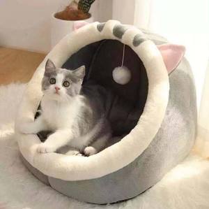 Tempat Tidur Kucing Hangat dengan Pintu Masuk Lembut, Tempat Tidur Kucing Nyaman dan Mewah untuk Hewan Peliharaan di Dalam Rumah - Product Image 2