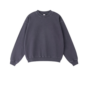 TKAN365D Custom Puff Embroidery Oversized Heavyweight French Terry Winter Men's 100% Cotton <b>Acid</b> Wash O-neck <b>Drop</b> Shoulder High - Product Image 2