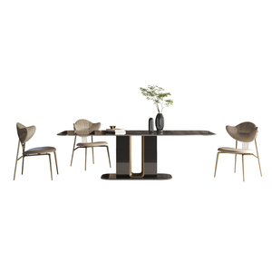 Microlite haut <span class=keywords><strong>de</strong></span> gamme Style italien rectangulaire Table à manger lumière luxe pierre roche plaque Simple Design moderne pour les petits - Product Image 1