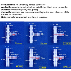 Zdvseal 3.9mm nhựa 3-Way t hình ống nối bề mặt nhẵn 10mm nhu động bơm Aquarium hãng hàng không Phụ kiện ống - Product Image 3