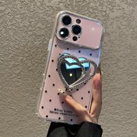 Étui de téléphone avec porte-cartes en diamant électro-plaqué à motifs de personnages de dessins animés multicolores pour les séries 17 16 15 14 13 Pro Max