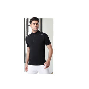 Chemises à revers unies personnalisables en gros pour hommes et femmes, en Spandex/Polyester écologique, extensibles, à séchage rapide, pour le fitness - Product Image 3