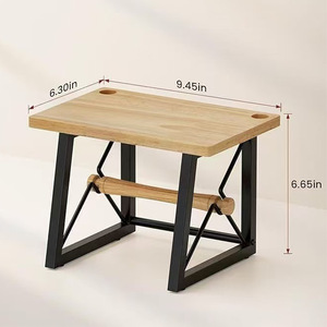 Desktop Label Printer Stand Iron Wood Combination <b>Shelf</b> Storage Rack For <b>Desk</b> Thermal Printer Support Holder - Product Image 2
