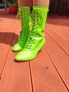 Evkoodance FLG240928G-Botas de <span class=keywords><strong>Baile</strong></span> de Tacón <span class=keywords><strong>Cubano</strong></span> Verde Fluorescente para Mujeres, Zapatos de Fiesta Latina de Jazz <span class=keywords><strong>Salsa</strong></span> A LA Moda para Bailar - Product Image 2