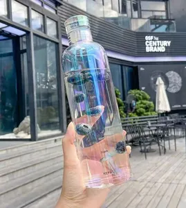 थोक 2022 पर्यावरण के अनुकूल समय स्टाम्प गिलास पानी की बोतल पारदर्शी रंगीन कांच सौंदर्य पानी की बोतलें