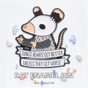 Badge en alliage de zinc émaillé souple « Rat Optimiste » avec impression sérigraphiée sur le thème de <span class=keywords><strong>l</strong></span>'<span class=keywords><strong>amour</strong></span>, motif animal mignon et phrase amusante, bijou - Product Image 4