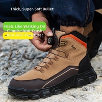 Bottes de sécurité montantes pour hommes en cuir microfibre, résistantes à l'écrasement, anti-perforation, confortables et anti-abrasion pour atelier