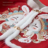 Tenue de premier anniversaire pour bébé, en coton Hanfu épaissi, doublé de velours, pour garçons et filles, vêtements pour bébés