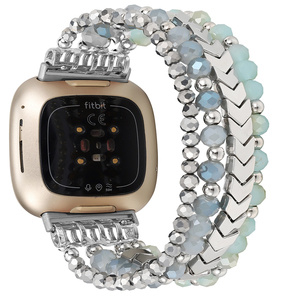 Pulsera de cuentas para <span class=keywords><strong>mujer</strong></span> para <span class=keywords><strong>Fitbit</strong></span> Versa 3/4, correa de cuentas de joyería para <span class=keywords><strong>Fitbit</strong></span> Versa 3/4, correa elástica de cuentas de cristal con diseño de flecha - Product Image 6