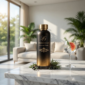 Botella de Vidrio Super-Flint de 350 ml con Tapa de Acero Inoxidable, Envase Portátil de Lujo para Licores, Jugos, Agua, Personalizable - Product Image 2