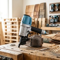 Pistolet à clous pneumatique Toua de qualité industrielle CN65 avec corps en aluminium pour bardage en rouleaux, longueur de clou 38-65 mm, pour la construction de terrasses