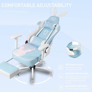 <span class=keywords><strong>Silla</strong></span> Gamer Reclinable de Alta Calidad 2023, <span class=keywords><strong>Silla</strong></span> de Carreras con Orejas de Conejo OEM, Sillas de Juego Color Azul Cielo para Niñas, con Reposapiés y Función de Masaje - Product Image 4