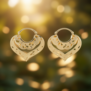 Pendientes de aro con forma de corazón dorado para mujer, estilo bohemio, joyería de moda de aleación, pendientes chapados en oro - Product Image 2