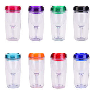 Vaso para Vino <span class=keywords><strong>de</strong></span> 10 oz - Vaso Aislado <span class=keywords><strong>de</strong></span> Doble Pared <span class=keywords><strong>de</strong></span> Acrílico con Tapa para Beber, Color Rojo <span class=keywords><strong>Merlot</strong></span> - Product Image 4