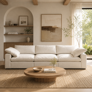 Ensemble de canapés modulaires VL Modern Furniture en tissu mélangé chenille et lin, pour salon, 3, 4, 5, 6 ou <span class=keywords><strong>7</strong></span> places, couleur noire nuage - Product Image 2