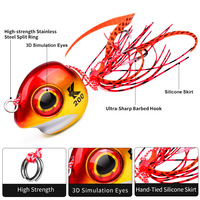 WildTrek 60g-200g Leurre Jig Head Kabura Snapper Slider avec jupe en silicone et doubles hameçons, appât dur pour eau salée, pour la pêche au bar et au cabillaud en eau lente