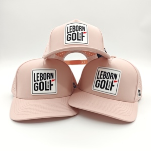 Casquette de golf créative à 5 panneaux, imperméable, avec logo en silicone personnalisé, faible MOQ, OEM, patch en caoutchouc 3D perforé au laser, marque personnalisée - Product Image 4