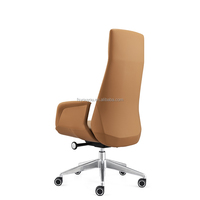 Chaise de direction en cuir PU moderne à dossier haut en mousse moulée Chaise de bureau ergonomique pivotante avec appui-tête pour patron