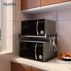 Estante negro soporte de Metal horno de <span class=keywords><strong>microondas</strong></span> soporte organizador de almacenamiento extensible cocina estante - Product Image 5
