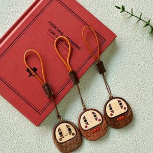 YiTao No Face Man Wooden Pendant <b>Keychain</b> Cartoon <b>Anime</b> Car Accessory Gift - Product Image 1
