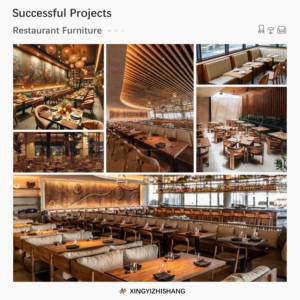 Conjunto de Comedor Comercial Ecológico, Asientos Modernos Tipo Booth con Sillas Metálicas y Mesa de Madera para Cafetería o Restaurante - Product Image 4