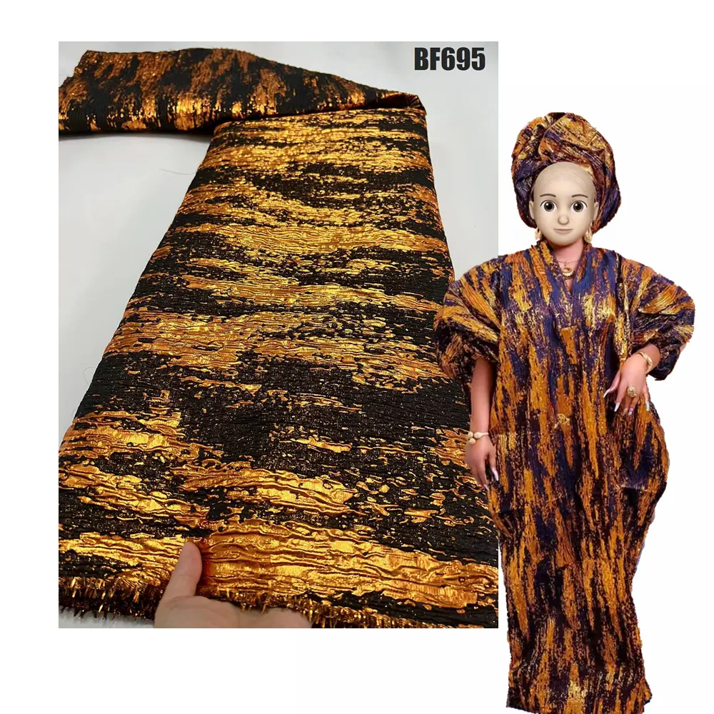 Роскошная Золотая разноцветная черная африканская кружевная ткань с вышивкой Свадебная кружевная дизайнерская парчовая жаккардовая ткань для вечернего платья
