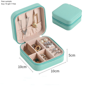 Free Sample Custom Pu Leather Portable Jewelry Box Small Jewelry case Organizer travel zipper jewelry box