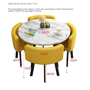 Juego de Comedor Redondo Moderno de Lujo Más Vendido, con Cubierta de Piedra, Diseño Estable Impermeable, 4 Sillas de Metal, Muebles para Comedor - Product Image 2