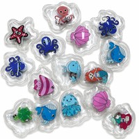 Jouet de bain personnalisé à LED flottant, mignon, réutilisable, en PU+ABS, imprimé en typographie, activé par la lumière, pour piscine, baignoire, animaux marins, poissons, dauphins